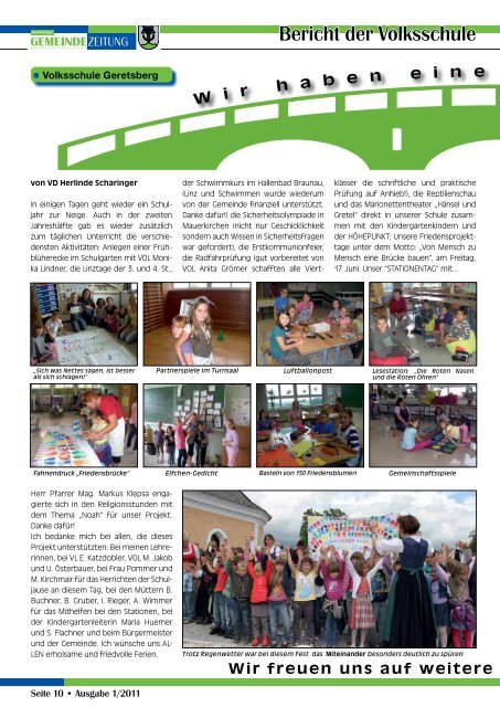 Gemeindezeitung 1/2011 - Gemeinde Geretsberg