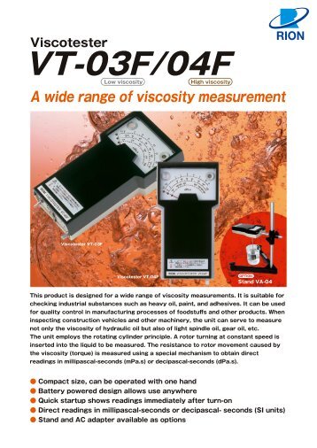 Viscotester VT-03F/04F A wide range of viscosity measurement