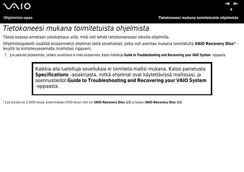 Sony VGN-T1XP - VGN-T1XP Manuale software Finlandese