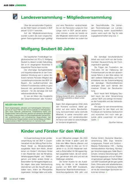 Jahr der Wälder IG BAU und BDF