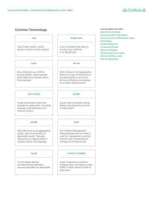 Networking Terminology Cheat Sheet