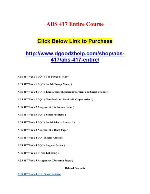 ABS 417 Entire Course