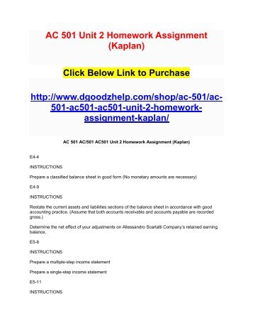AC 501 Unit 2 Homework Assignment (Kaplan)
