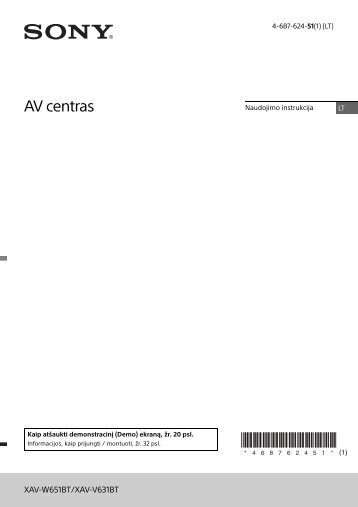 Sony XAV-W651BT - XAV-W651BT Istruzioni per l'uso Lituano