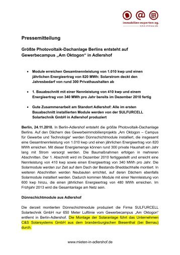 Pressemitteilung - C&S Solarsystems GmbH
