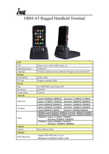 OBM-A5 Rugged Android Barcode PDA