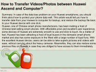 How to Transfer Videos Photos between Huawei Ascend and Computer