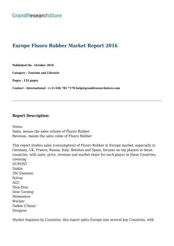 Europe Fluoro Rubber Market Report 2016 