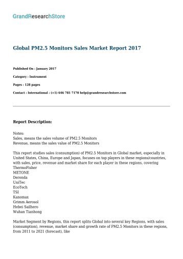 Global PM2.5 Monitors Sales Market Report 2017 