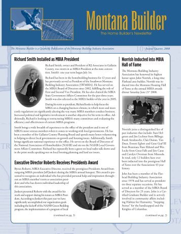 Norrish Inducted into MBIA Hall of Fame Richard - Montana Building ...
