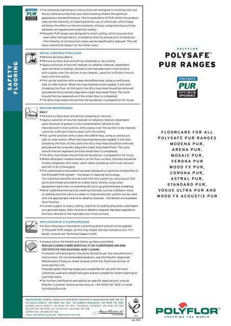 Polysafe PUR Floorcare 2014