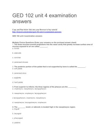 GED 102 unit 4 examination answers