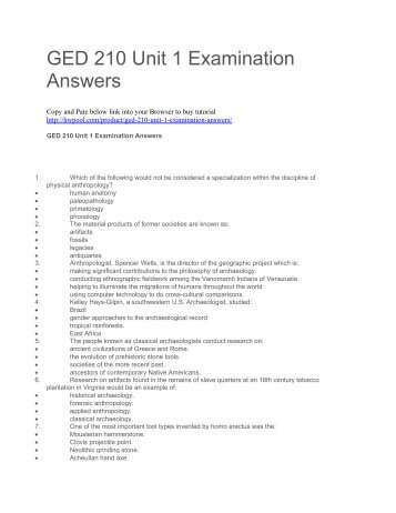 GED 210 Unit 1 Examination Answers