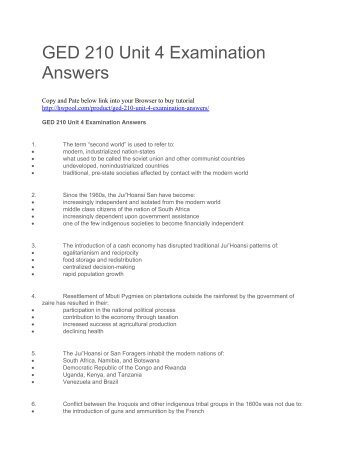 GED 210 Unit 4 Examination Answers