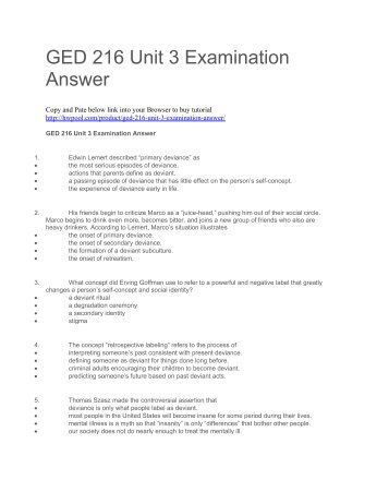 GED 216 Unit 3 Examination Answer