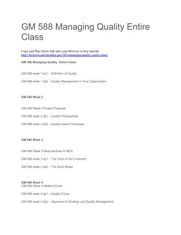 GM 588 Managing Quality Entire Class