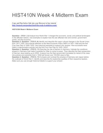 HIST410N Week 4 Midterm Exam