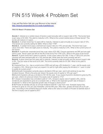 FIN 515 Week 4 Problem Set
