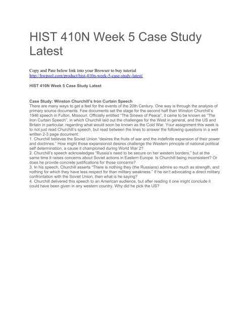 HIST 410N Week 5 Case Study Latest