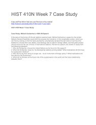 HIST 410N Week 7 Case Study
