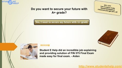 FIN 575 Final Exam 2016 Pdf Download at Studentehelp