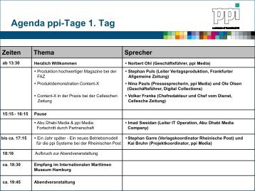 Agenda ppi-Tage 1. Tag - ppi Media GmbH