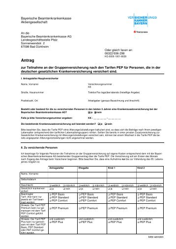 Antrag Tarife PEP Aktion Rheinland-Pfalz Premium