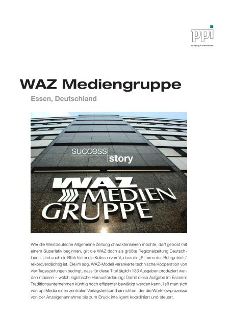 WAZ Mediengruppe Essen, Deutschland - ppi Media GmbH