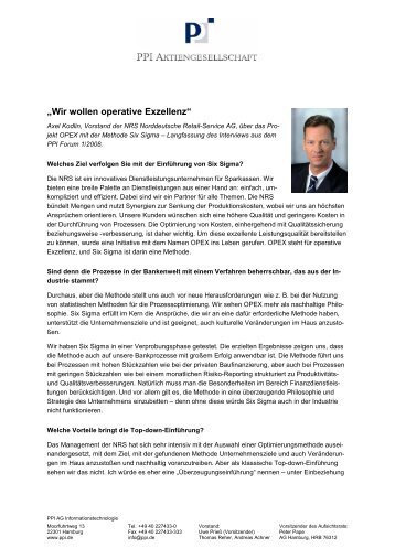 "Wir wollen operative Exzellenz" Axel Kodlin - PPI AG