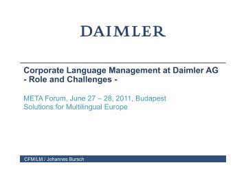 Corporate Language Management at Daimler AG - Role and Challenges ...