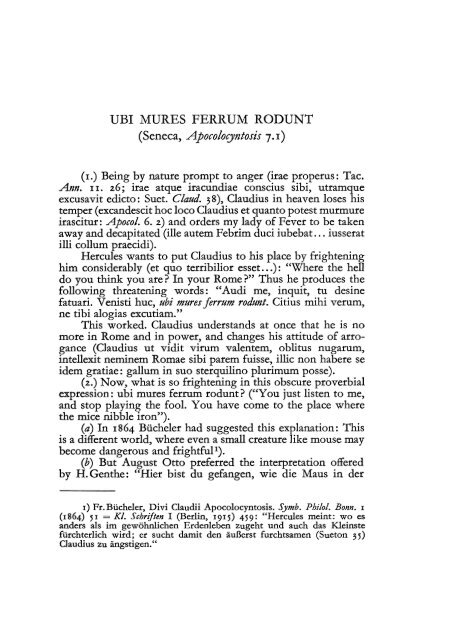 UBI MURES FERRUM RODUNT (Seneca, Apocolocyntosis 7.1)