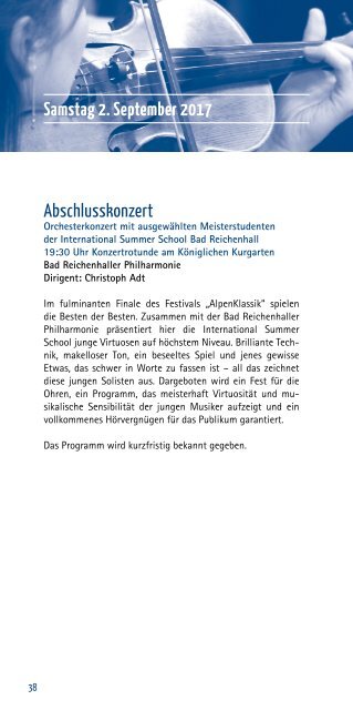 Festival AlpenKlassik Bad Reichenhall mit International Summer School 