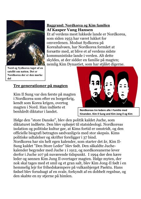 Baggrund  Nordkorea og Kim Familien