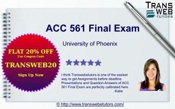 Accounting ACC 561 Final Exam Question with Answers