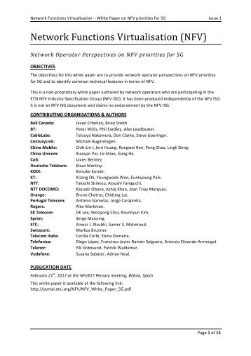 Network Functions Virtualisation (NFV)