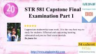 STR 581 Capstone Exam Part 1 Answers for STR 581 Final Exam Part 1