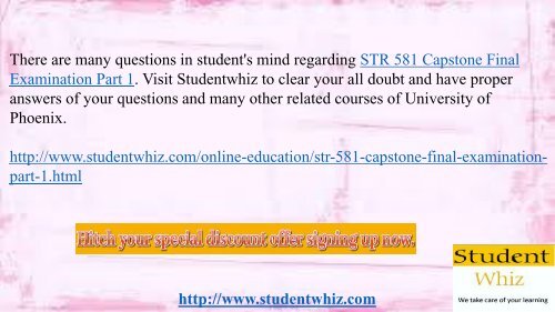 STR 581 Capstone Exam Part 1 Answers for STR 581 Final Exam Part 1