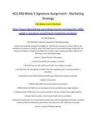 HCS 490 Week 5 Signature Assignment Marketing Strategy