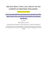 NRS 451V WEEK 2 TOPIC 2 DQ 1 ONE OF THE FIVE ELEMENTS OF EMOTIONAL INTELLIGENCE