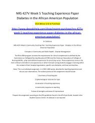 NRS 427V Week 5 Teaching Experience Paper Diabetes in the African American Population