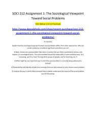 SOCI 212 Assignment 1 The Sociological Viewpoint Toward Social Problems