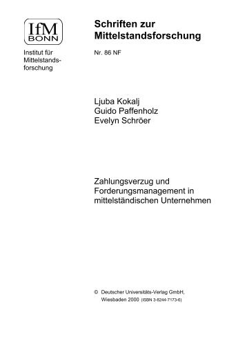 Schriften zur Mittelstandsforschung - Institut für ...