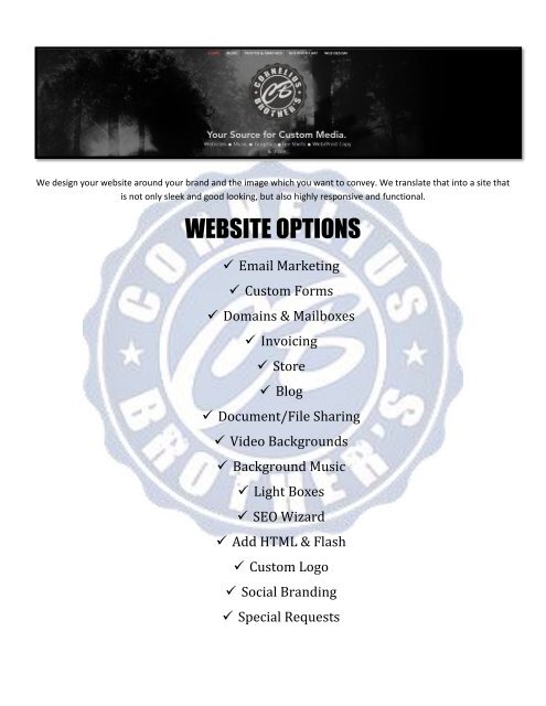 Website Option. Sign website options
