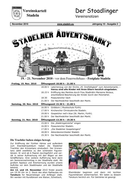 Veranstaltungskalender der Stadelner Vereine 2010/11