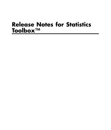 Statistics Toolbox Software - MathWorks