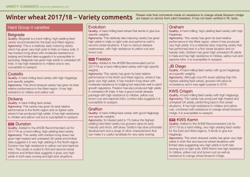 AHDB Recommended Lists for cereals and oilseeds 2017/18