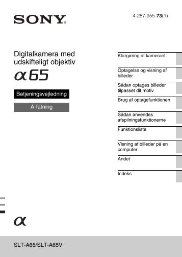 Sony SLT-A65M - SLT-A65M Istruzioni per l'uso Danese