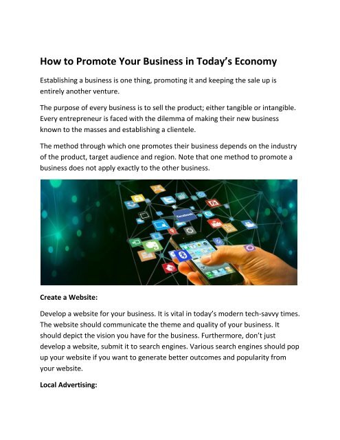 How to Promote Your Business in Today