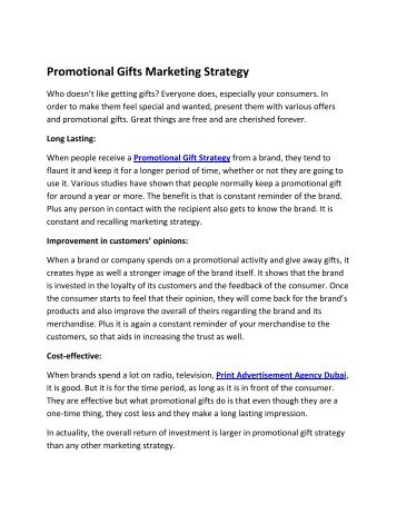 Promotional Gifts Marketing Strategy