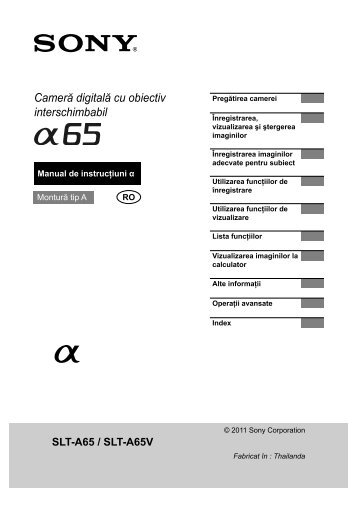 Sony SLT-A65M - SLT-A65M Istruzioni per l'uso Rumeno